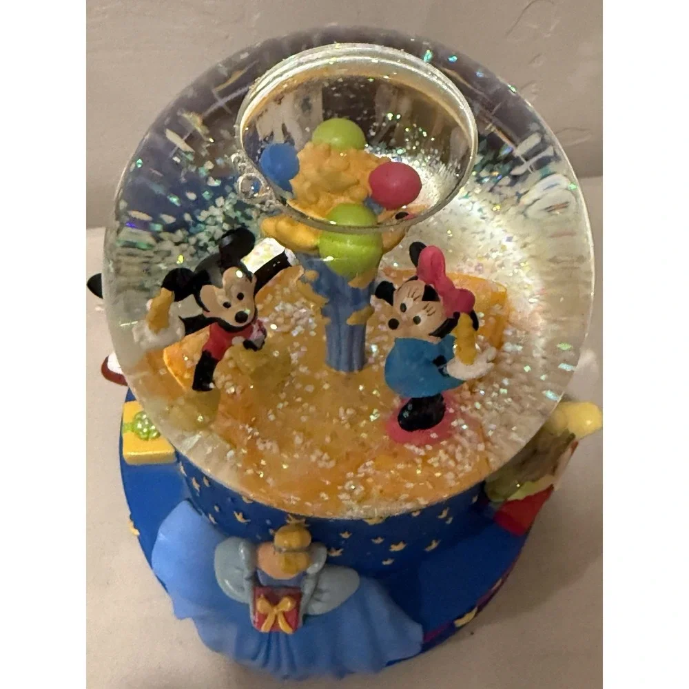 Disney Musical Birthday Water Snow Globe Walts 100th Hallmark 2001 Mickey Minnie